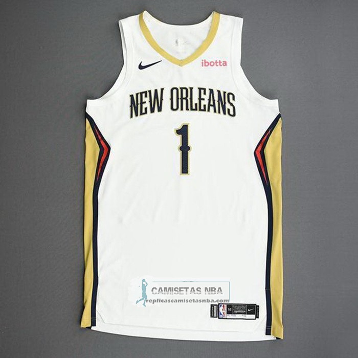 Camiseta New Orleans Pelicans Zion Williamson NO 1 Association Autentico 2020-21 Blanco